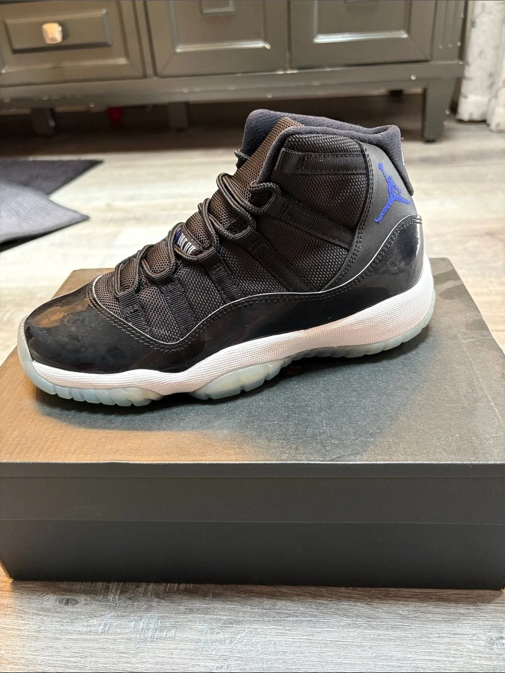 Jordan boys Retro 11 Sneakers — Black with Blue Jumpman